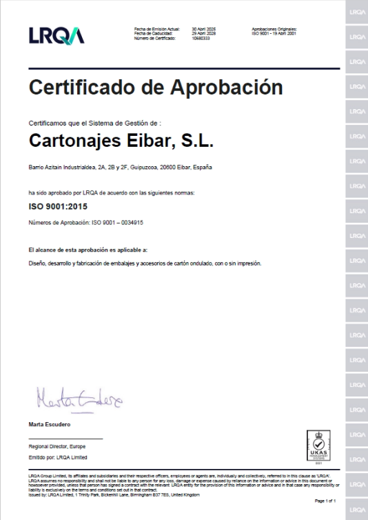 certificado de calidad