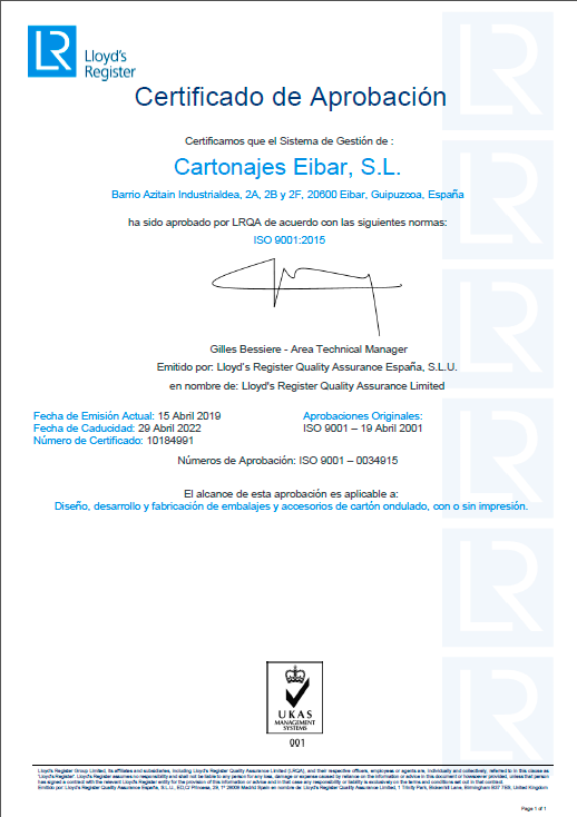 certificado de calidad